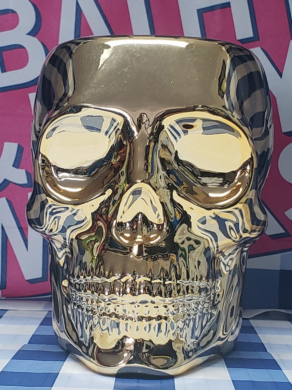 BBW Gold Skull Foaming Soap Holder Decorative Halloween Bathroom Decor